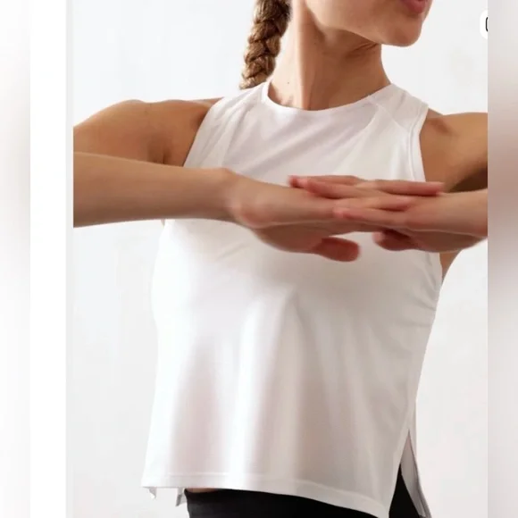 Athleta M Grid Knit Singlet Tank Bright White Medium NWT - Picture 3 of 5